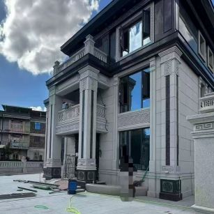 锦州 别墅干挂，芝麻白与芝麻黑完美配合