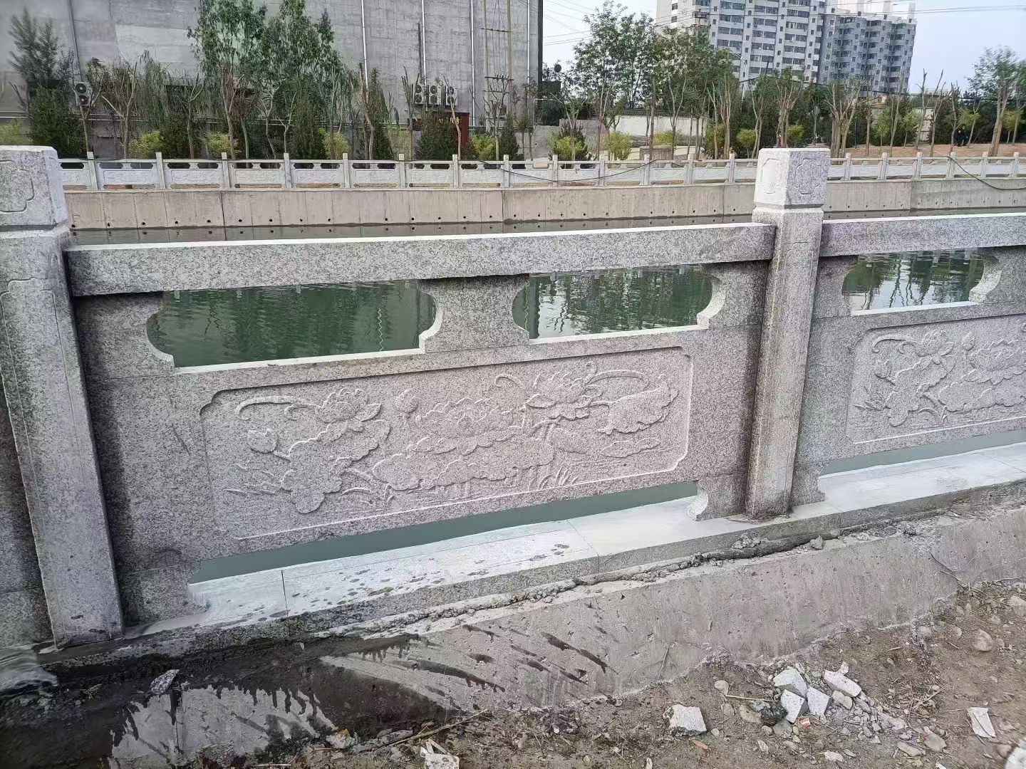 锦州 芙蓉白大花桥梁、河道，石材栏杆、围栏、护栏