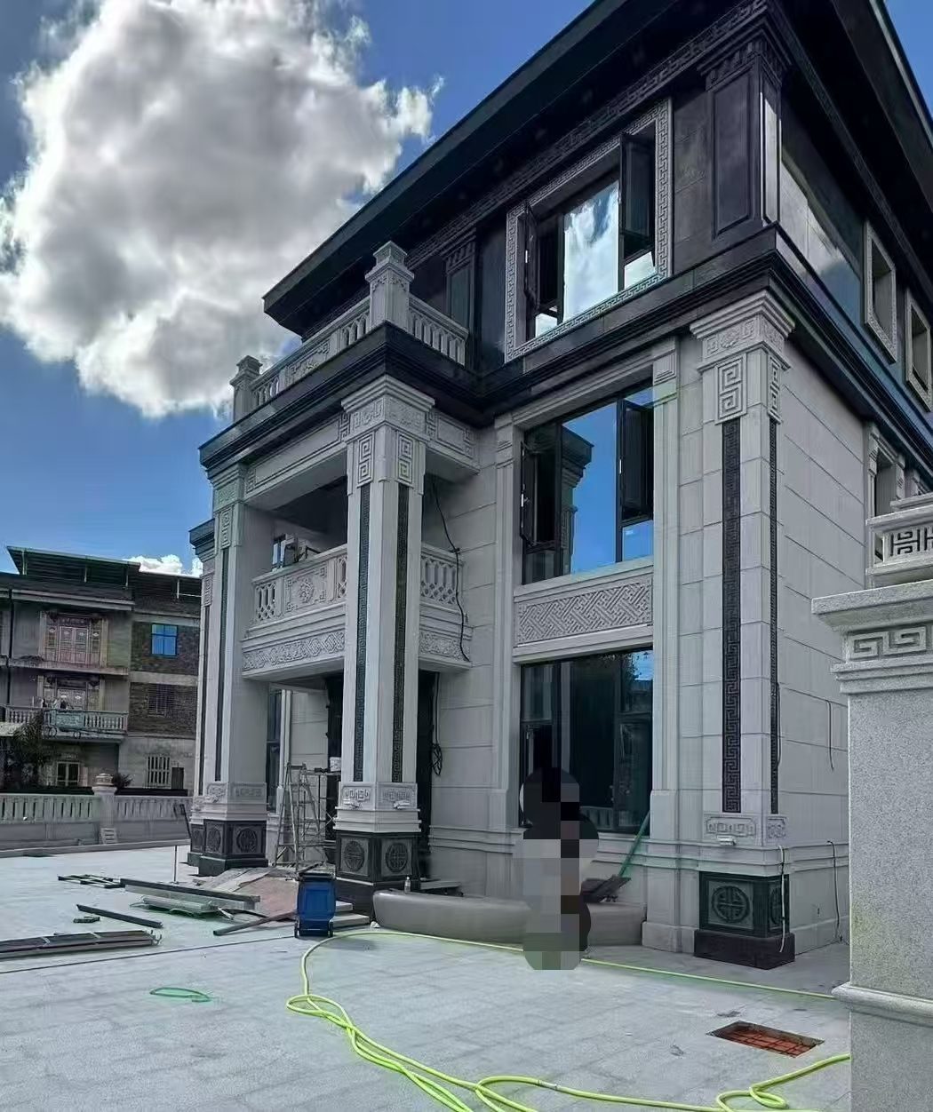 锦州 别墅干挂，芝麻白与芝麻黑完美配合